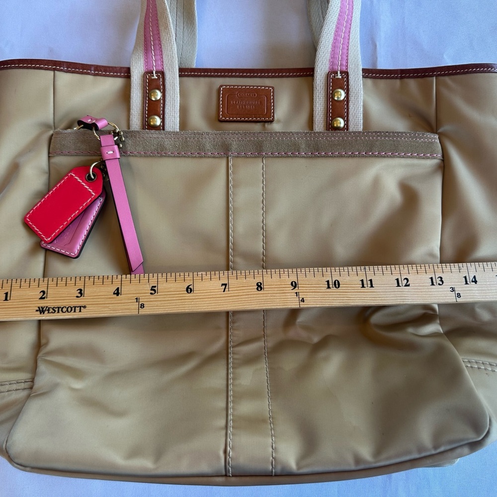 Coach Tan and Pink Tote Bag - Picture 9 of 15